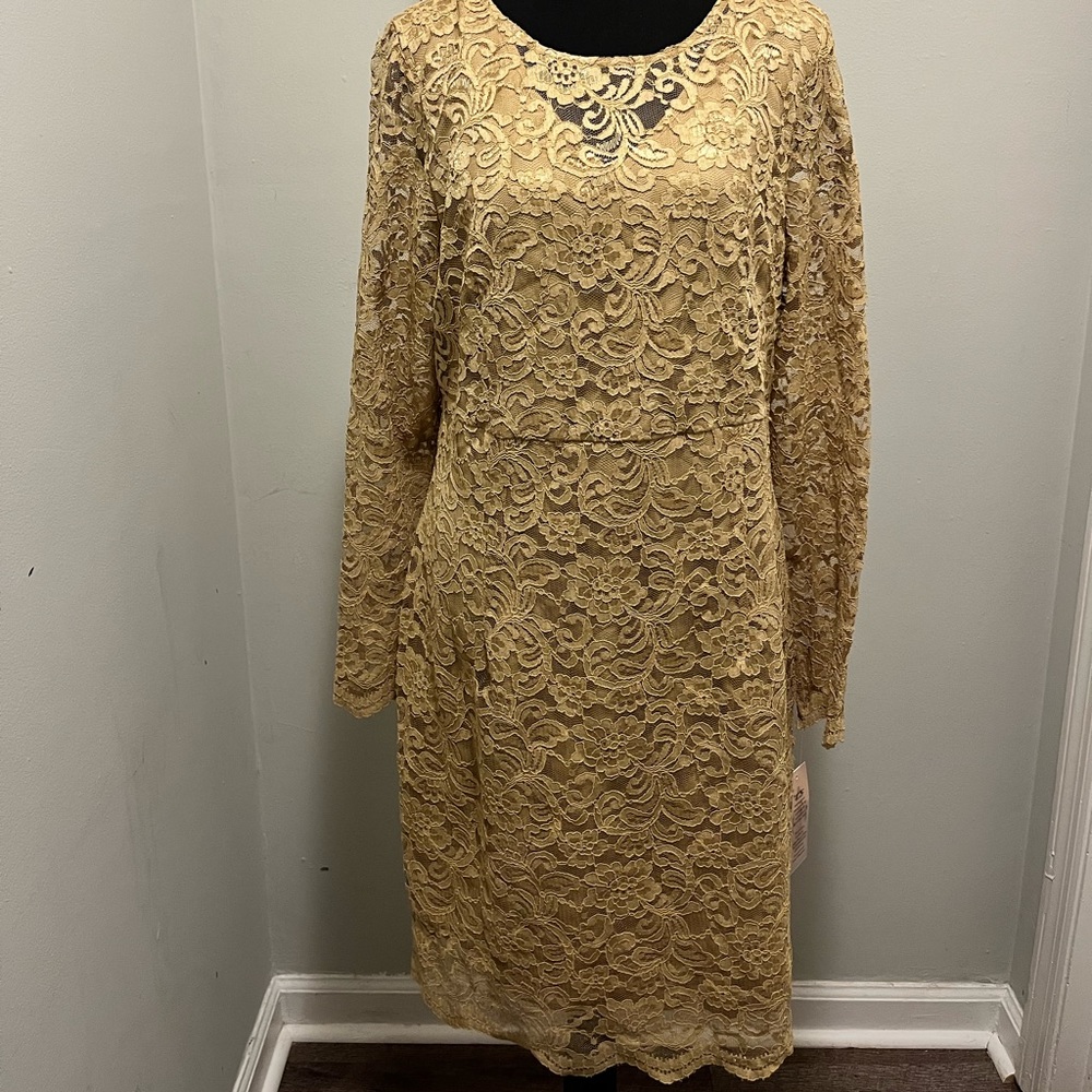 Gold Floral Lace Dress by Poetic Love